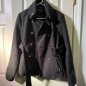 Black Rivet Double-Breasted Pea Coat
